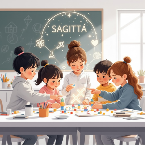 Ilustração de crianças em uma sala de aula